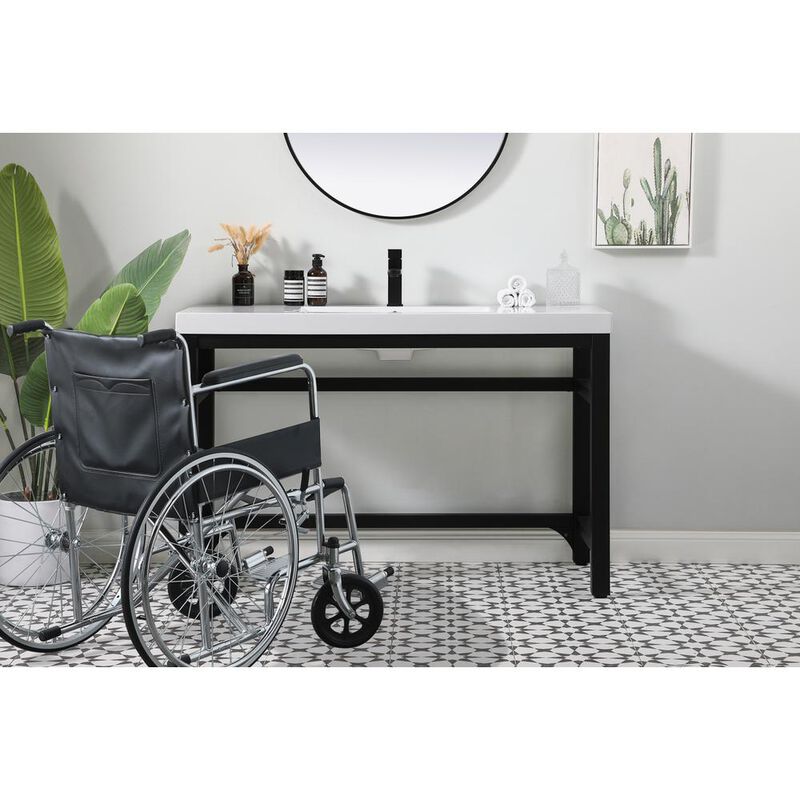 Elegant Kitchen and Bath 48 inch ADA compliant Single bathroom metal vanity in black
