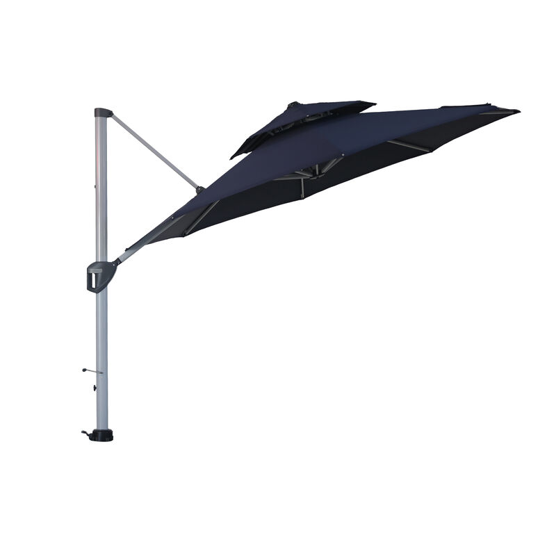 MONDAWE 11ft 2-Tier Square Cantilever Outdoor Patio Umbrella with Included Cover