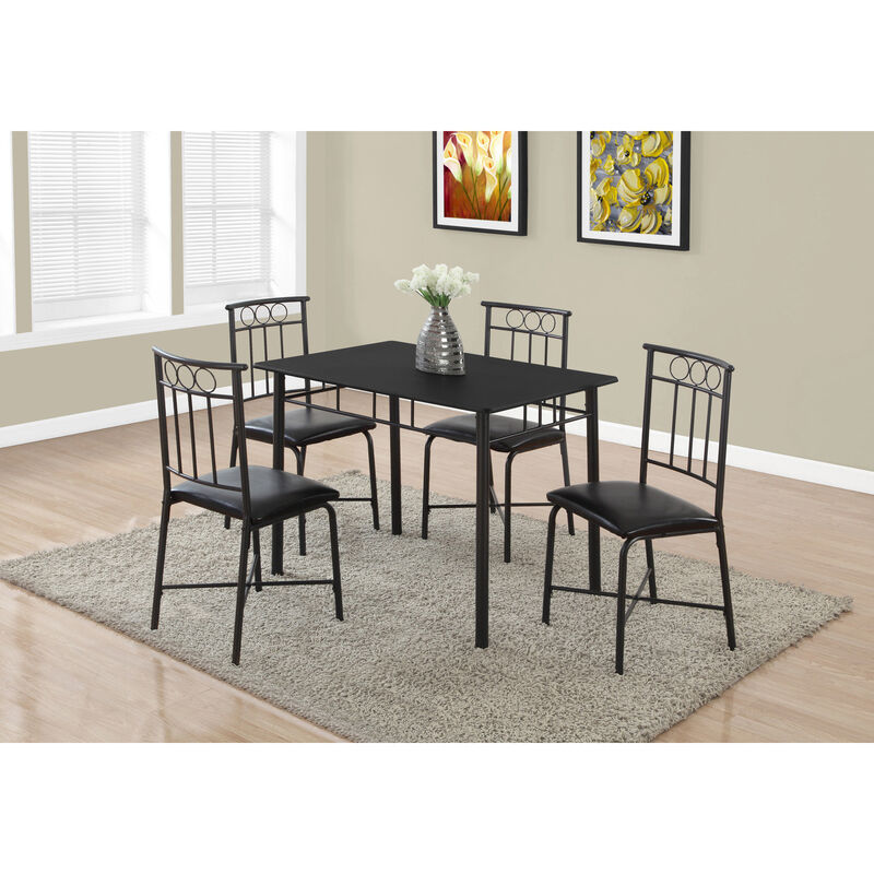 Monarch Specialties I 1018 Dining Table Set, 5pcs Set, Small, 40" Rectangular, Kitchen, Metal, Laminate, Black, Contemporary, Modern
