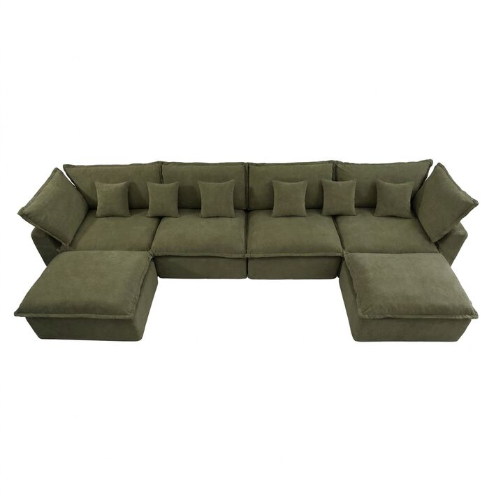 Vipbear 170 Inch Oversized Modular U Shaped Sectional Sofa with Movable Ottoman, Extra Deep Seats