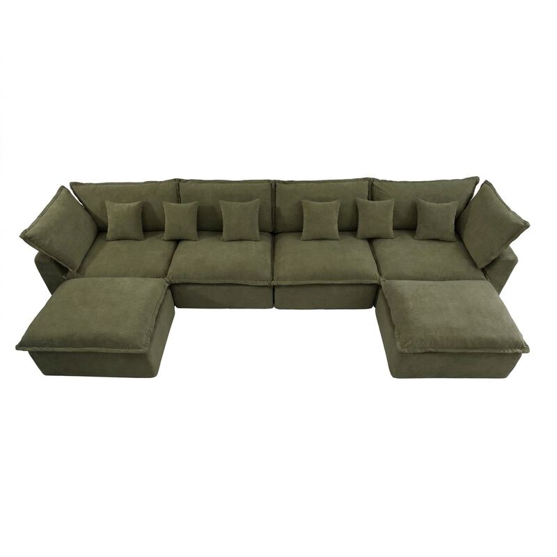 Vipbear 170 Inch Oversized Modular U Shaped Sectional Sofa with Movable Ottoman, Extra Deep Seats image number 0