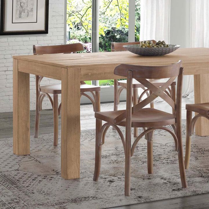 Hivvago Modern Farmhouse 63 inch Solid Wood Dining Table in Rustic Light Brown Finish