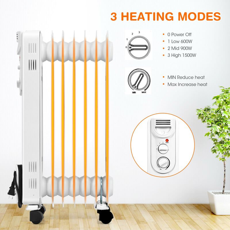 Electric Space Heater with 3 Heat Settings and Safe Protection