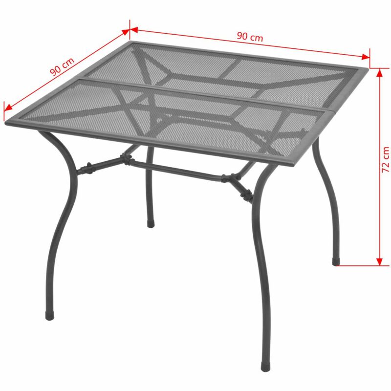vidaXL Garden Table 35.4"x35.4"x28.3" Steel Mesh