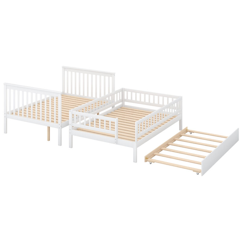 Whisen Full over Full Wood Bunk Bed with Trundle and Storage Staircase - Gray