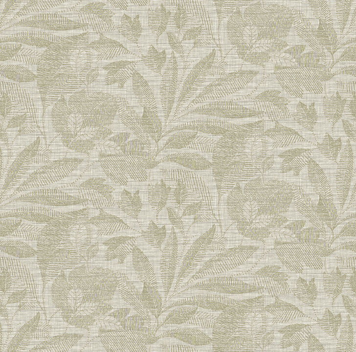 Lei Neutral Etched Leaves Wallpaper