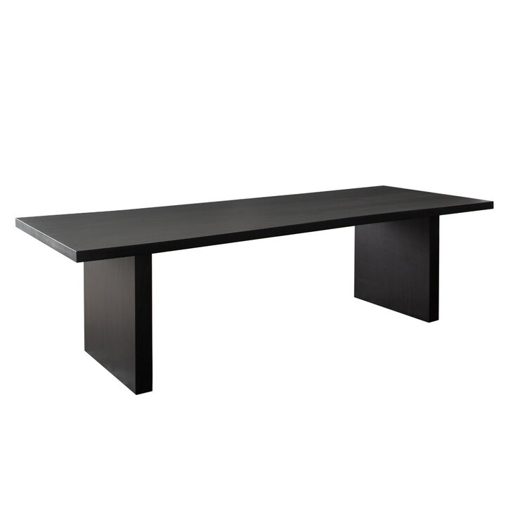 Somy Dining Table, Wide Panel Legs, Classic Black Mango Wood, 110 Inch
