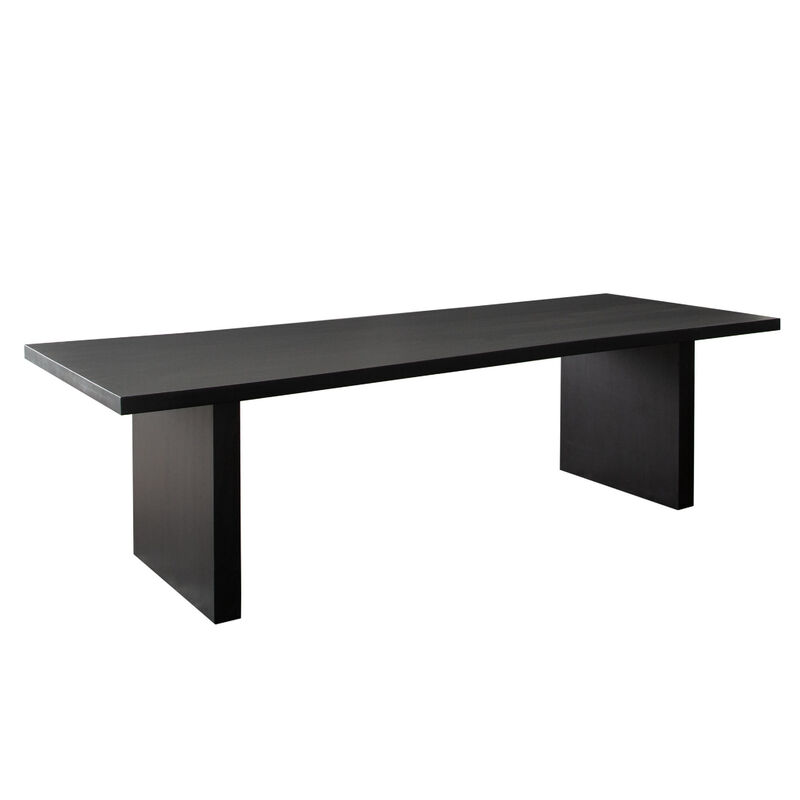 Somy Dining Table, Wide Panel Legs, Classic Black Mango Wood, 110 Inch
