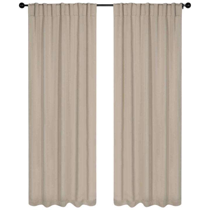Blackout Window Curtains Set of 2 Solid Room Darkening Back Tab Panels