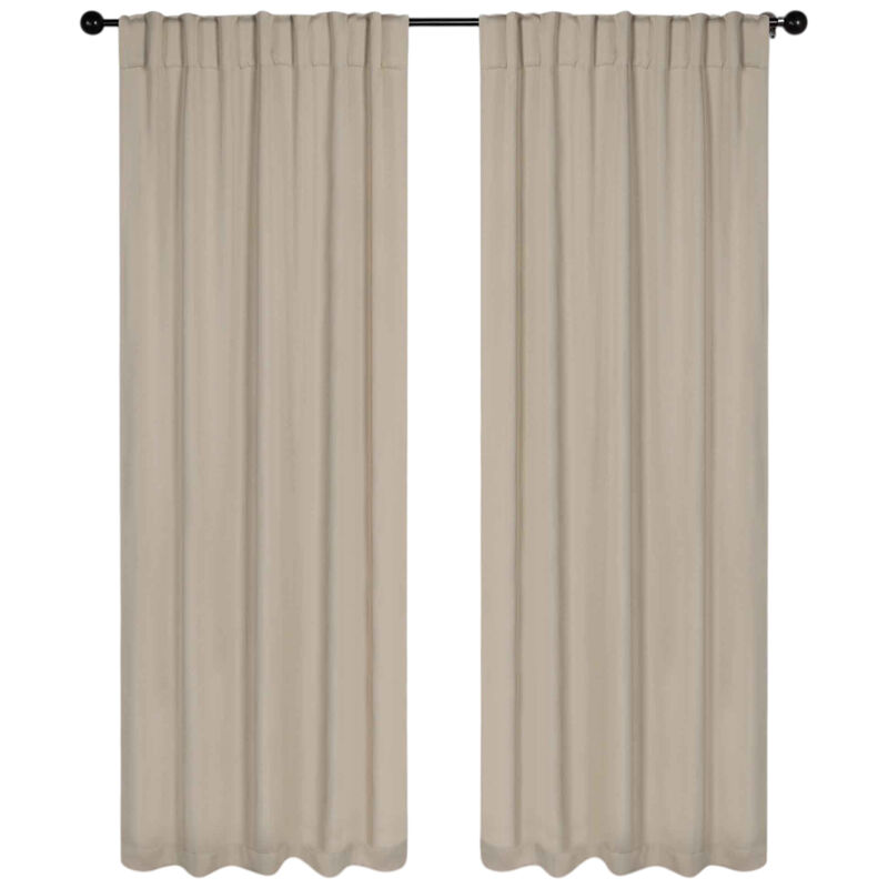 Blackout Window Curtains Set of 2 Solid Room Darkening Back Tab Panels image number 0