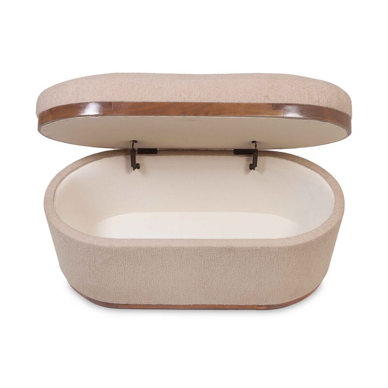 Olivier Peach Boucle Oval Storage Ottoman