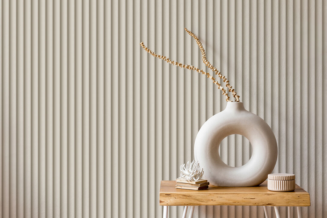 Raiden Cream Ribbed Panel Wallpaper
