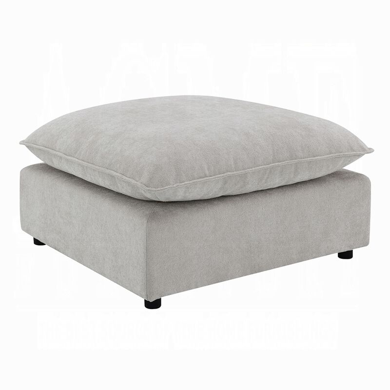37 Inch Modular Ottoman, Feather Down and Cotton Fill Seat, Beige Boucle image number 0