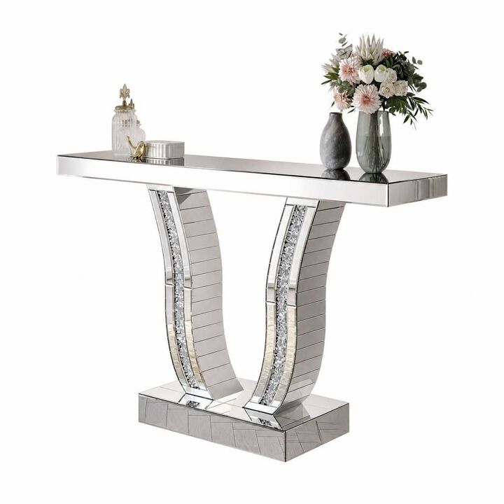 GOODSILO 43 Inch Modern Mirrored Console Table, Glam Luxury Accent Table for Entryway Living Room Hallway Foyer Behind Sofa
