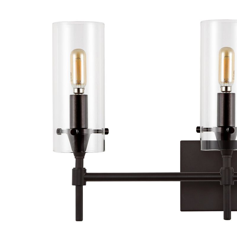 Cato Bohemian Farmhouse Iron/Glass LED Vanity