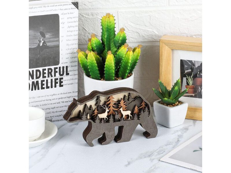 Wooden Forest Animals Bear Wall Decor Rustic Cabin Mountain Decor for Home image number 1