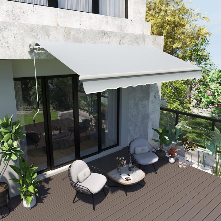 Hivvago 12' x 8' Patio Sun Shade Awning with Manual Operation