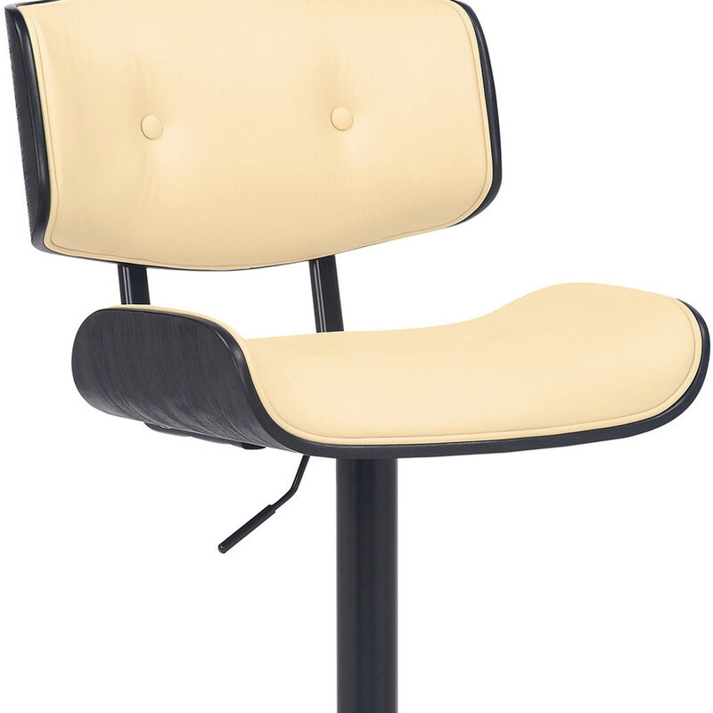 Hivvago Cream and Black Fabric and Iron Adjustable Height Swivel Bar Chair