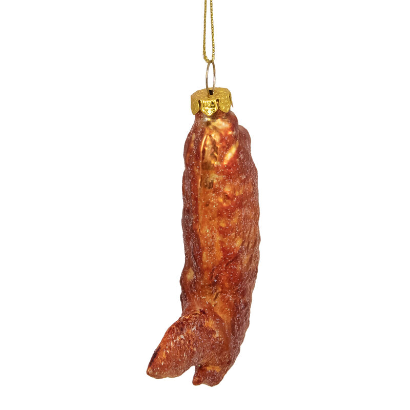 4" Buffalo Flat Chicken Wing Glass Christmas Ornament image number 3