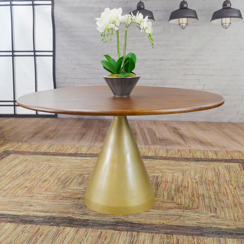 Carolina Living Gio 54 Pedestal Dining Table - Elm/Gold