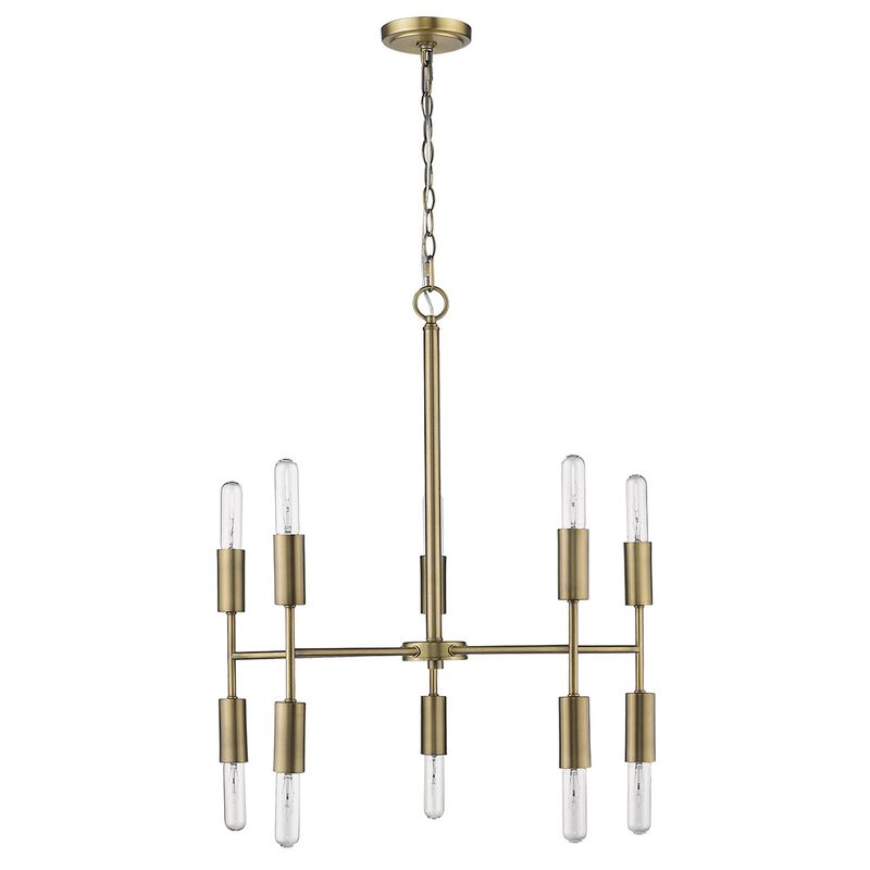 HomeRoots Brass Candle Style Ten Light Metal Dimmable Chandelier image number 0