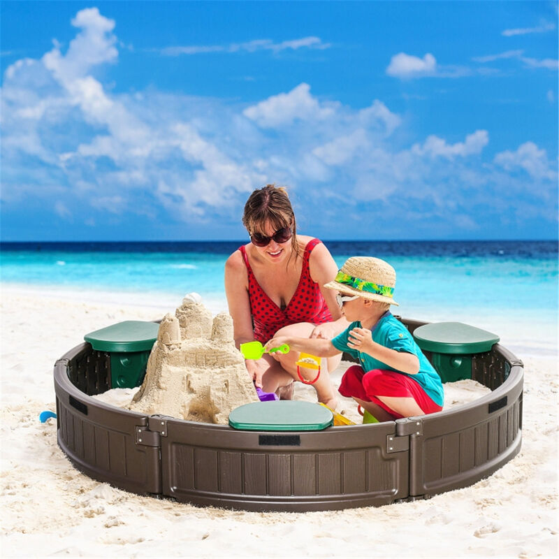 Outdoor Wooden Sandbox with Cover Sand Play Box for Toddlers & Kids' Backyard Fun