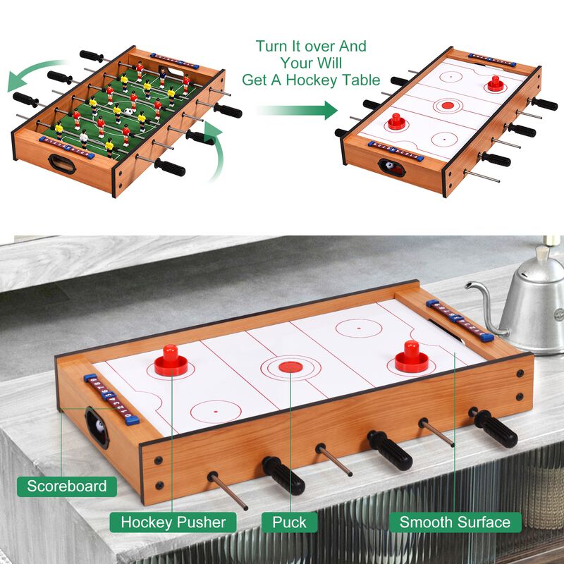 2 in 1 Multi Game Table with Air Hockey and Foosball for Indoor Outdoor Play-Light Brown image number 4