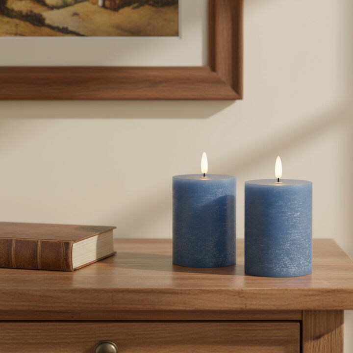 HomeRoots Set of Two Unscented Candle Flameless Pillar Candles