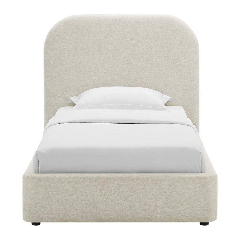 Keynote Upholstered Fabric Curved Twin Platform Bed image number 4