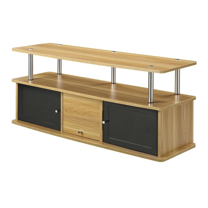 Hivvago Modern 50-inch TV Stand in Light Oak / Black Wood Finish