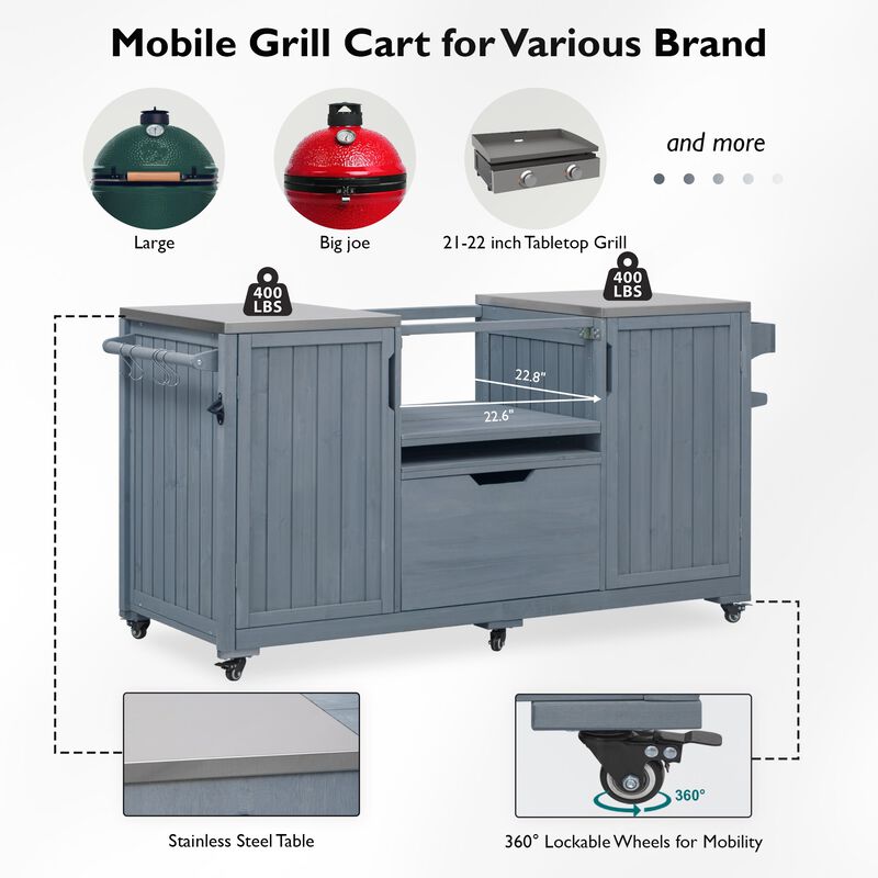 Merax Outdoor Kitchen Island for Big Green Egg Grills
