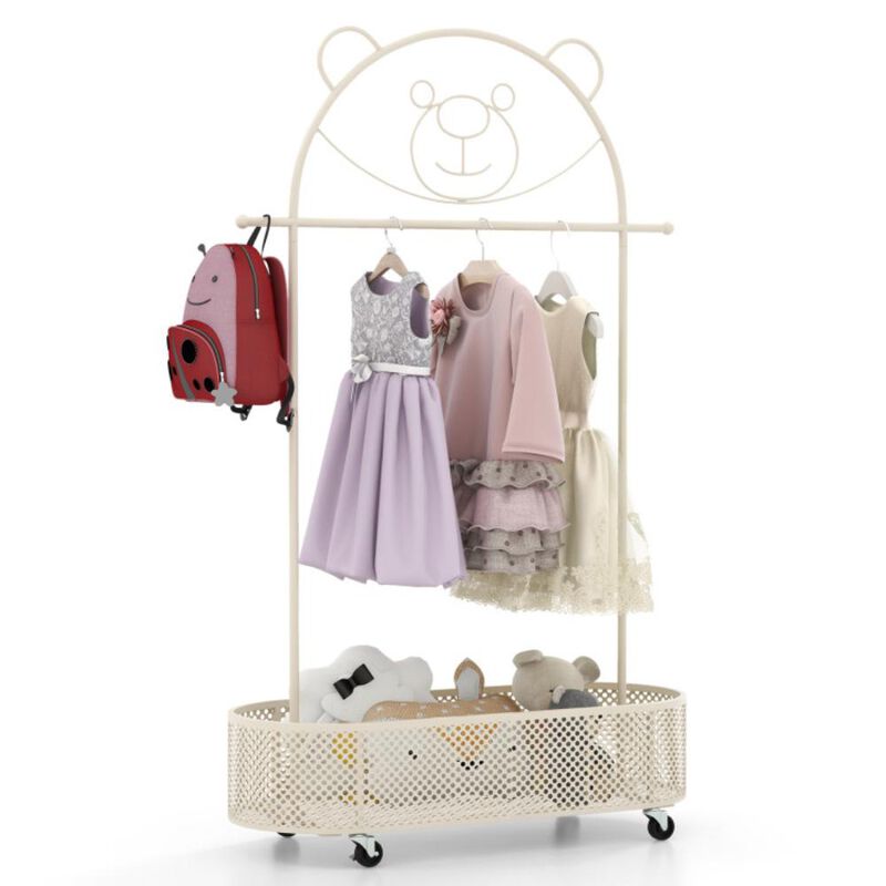 Hivvago Kid Clothes Rack with 3 Adjustable Heights and Wheels