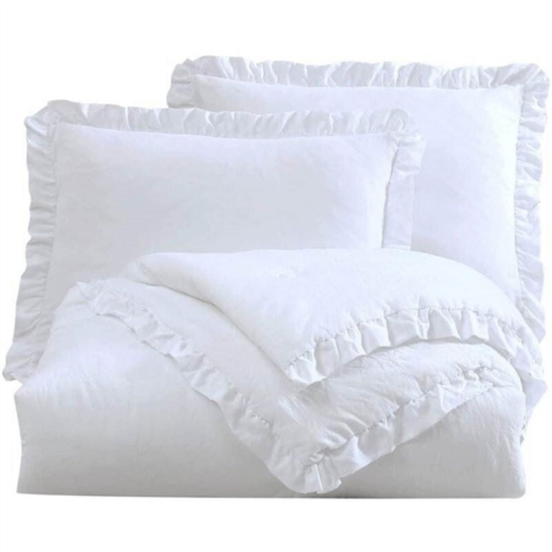 Microfiber Comforter Set with Ruffled Edge for Elegant Bedroom Style