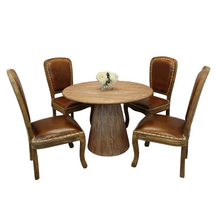 Jaden 42 Dining Table with 2 sets of Frank Leather Chairs