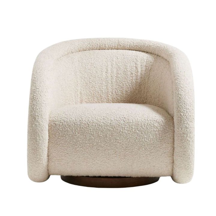 Envelor Modern Round Teddy Boucle 360&deg; Swivel Barrel Accent Chair