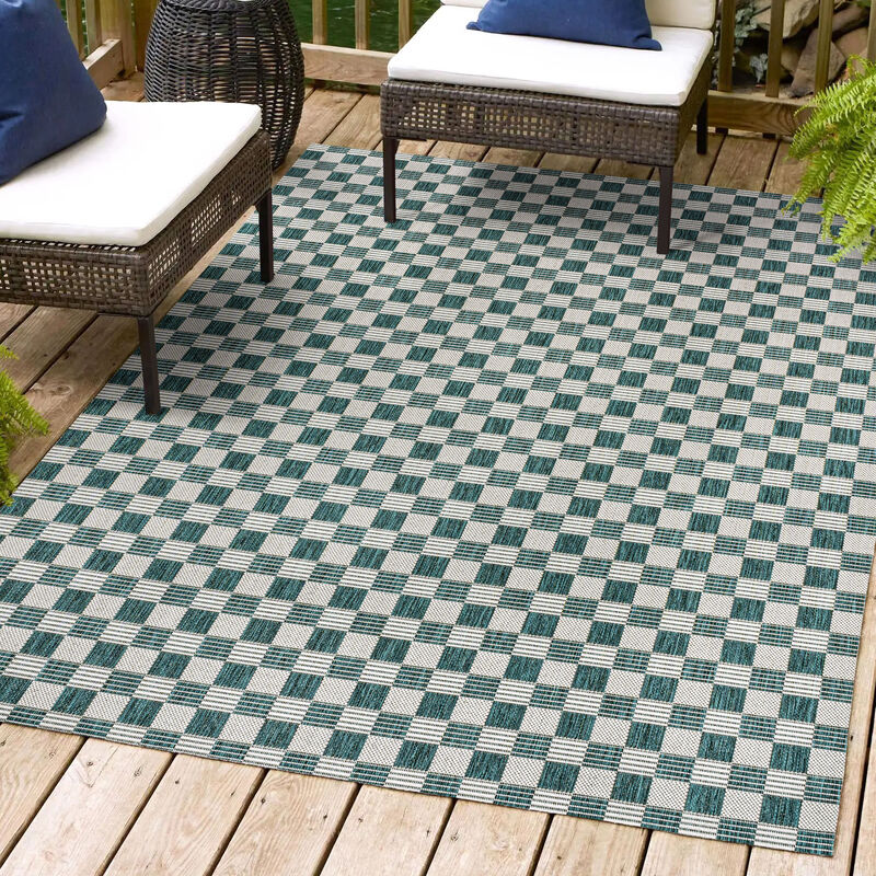 Aimee Traditional Cottage Checkerboard Indoor/Outdoor Area Rug