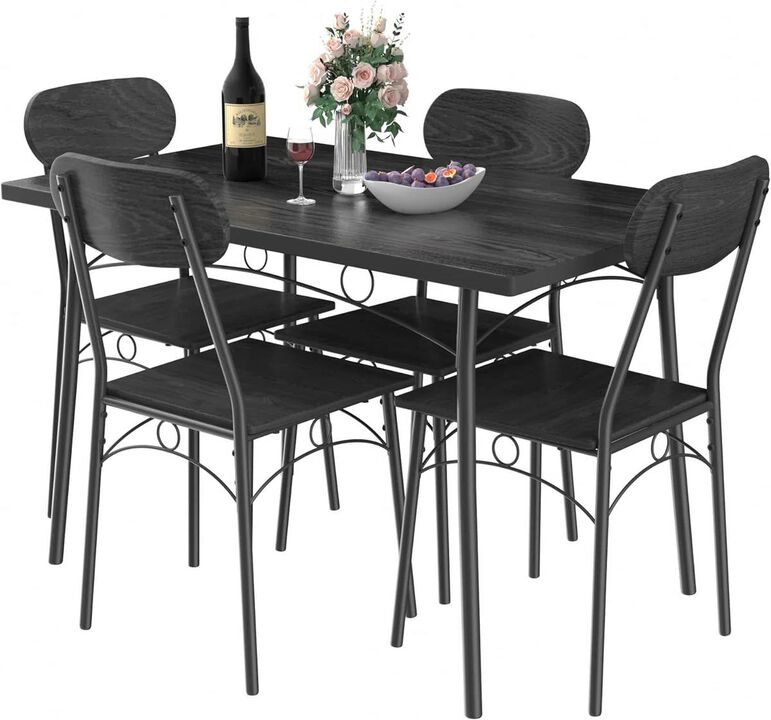 Stylish Modern 5-Piece Dining Set with Wood-Top Table and Chairs
