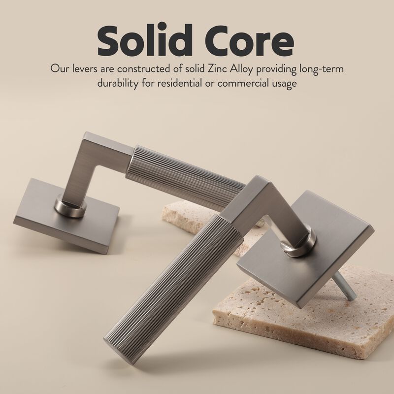 Mila Modern Linear Double Dummy Interior Door Handle with Square Rosette and Concealed Screws image number 6