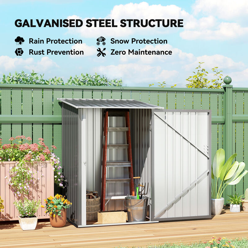 Hivvago Small Lean-To Galvanized Steel Tool Shed image number 3