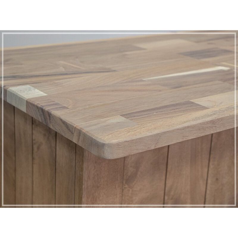 Crafters and Weavers Natural Parota Solid Wood Bar with Wine Rack - 63