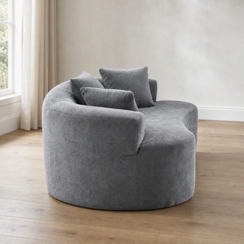 GOODSILO Crescent-Shaped Modular Sofa with Deep Cushions, Low-Back Design, Self-Inflating Foam-Filled Two-Seater image number 2