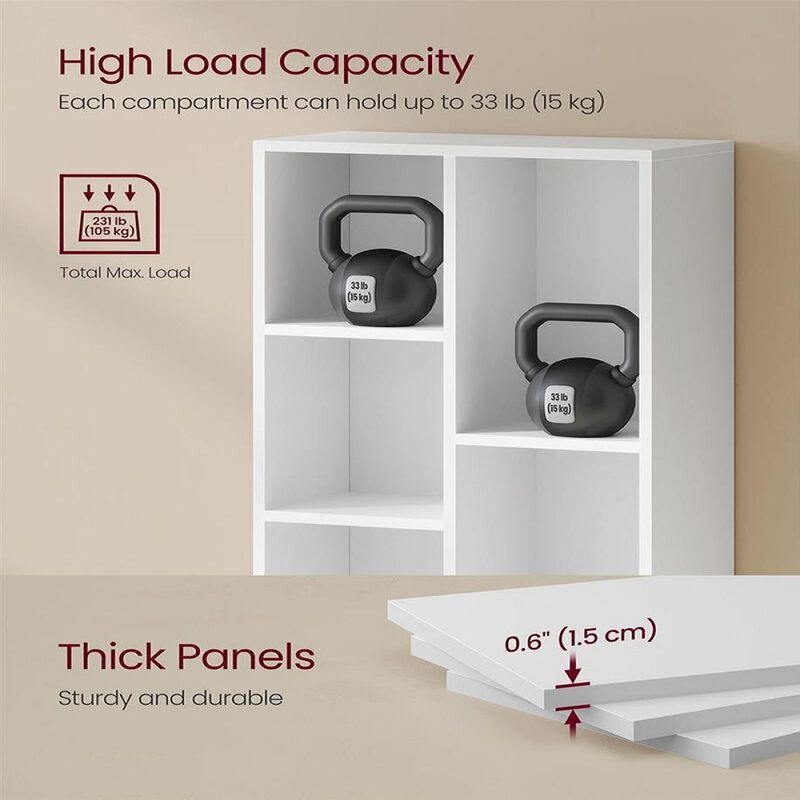 Vertical Bookshelf with 7 Open Compartments – Tall Organizer for Books, Files & Decorative Items