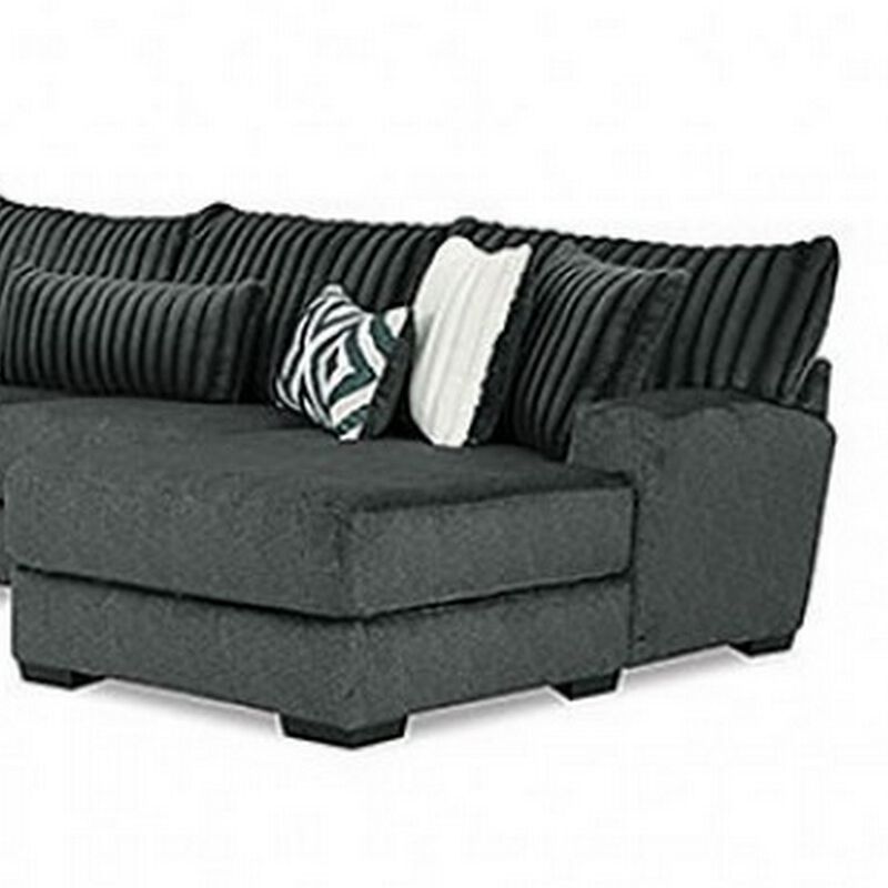 Leighton Sectional L Sofa, Gray Chenille, 9 Throw Pillows, 139 Inch - Benzara image number 1