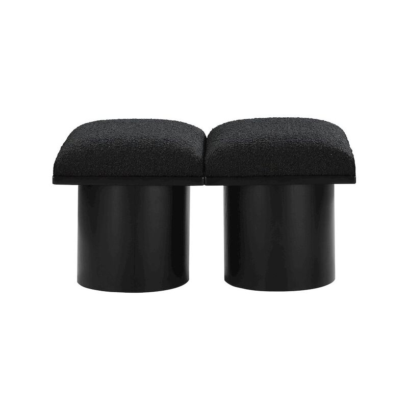 Meridian Furniture Pavilion Black Boucle Fabric Bench