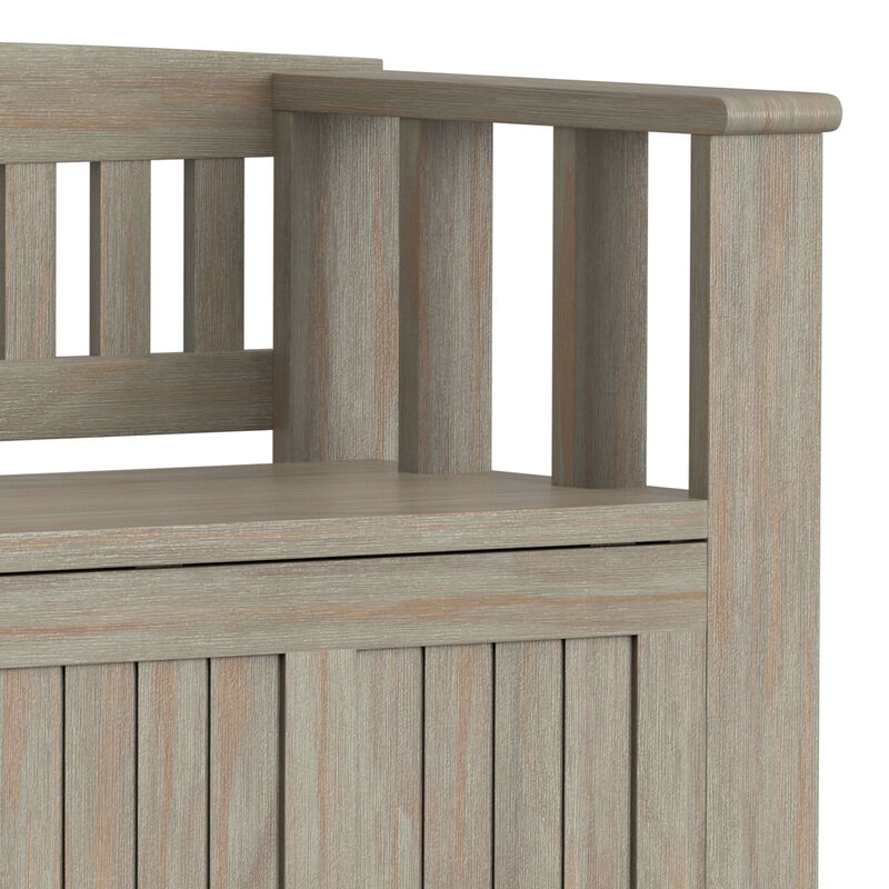 Acadian SOLID WOOD 48 inch Wide Transitional Entryway Storage Bench in Distressed Grey