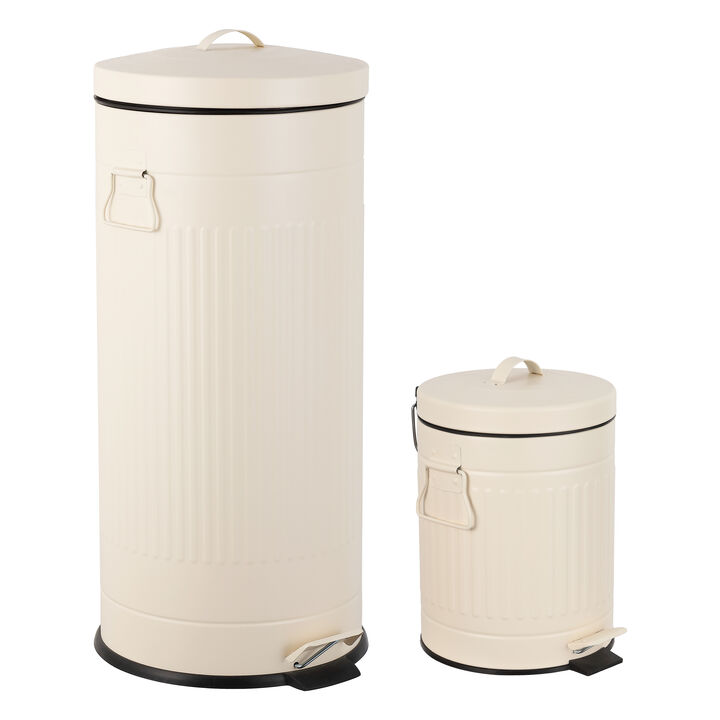 Theo Retro 8-Gallon Step Trash Can with Soft-Close Lid and FREE Mini Trash Can