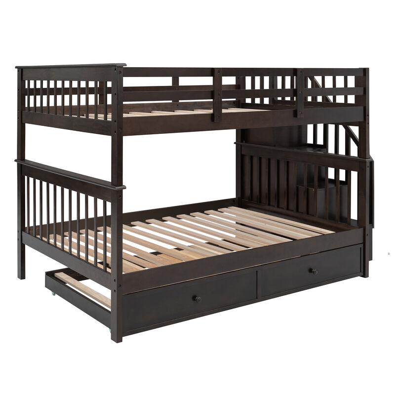 Merax Storage Bunk Bed Trundle Bed with Guard Rail