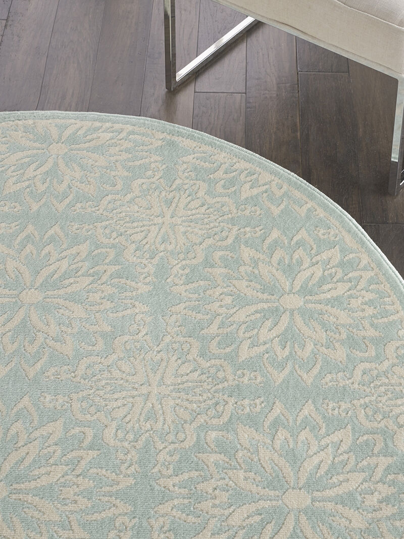 Jubilant JUB06 Ivory/Green 5'3" x Round Rug