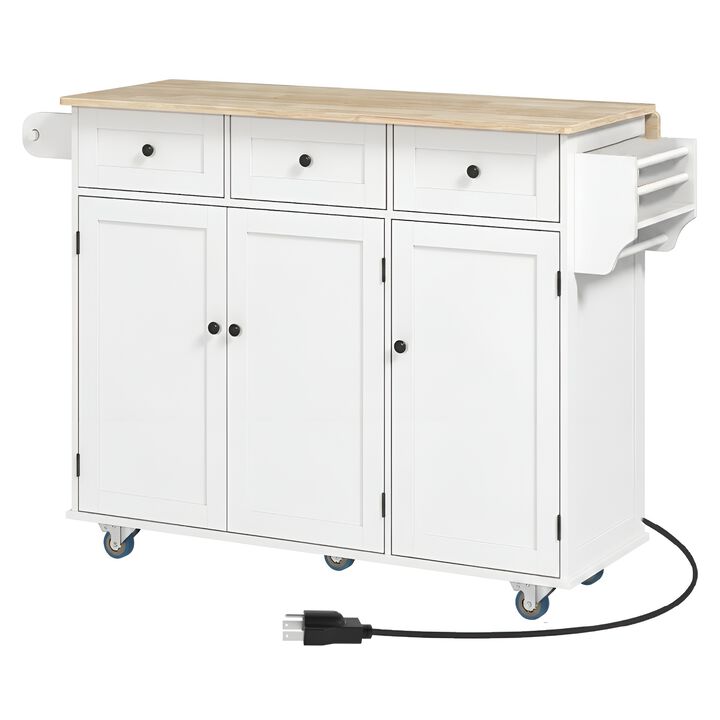 Wooden Kitchen Storage Island & Cabinet &ndash; Adjustable Shelves for Home Organization