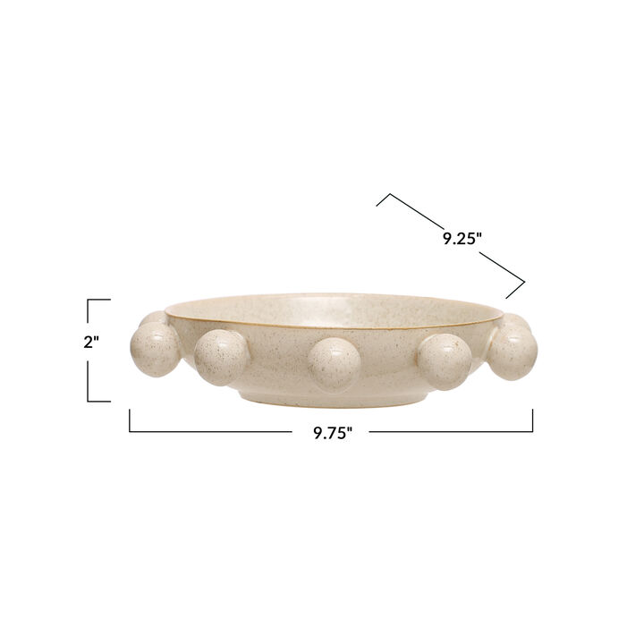 9.75 Inches Stoneware Bowl with Orbs and Reactive Glaze, Black